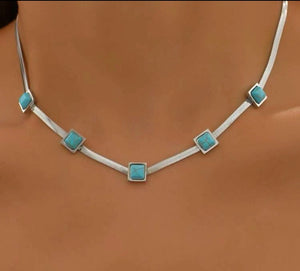 Square turquoise Necklace