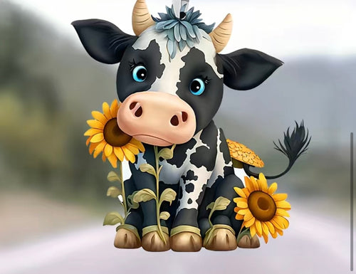 Sunflower Cow Car Charm