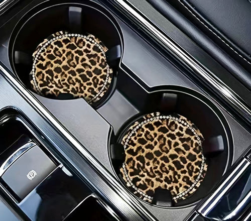 Leopard Bling Car Coasters