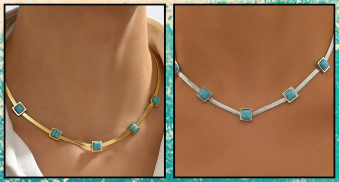 Square turquoise Necklace
