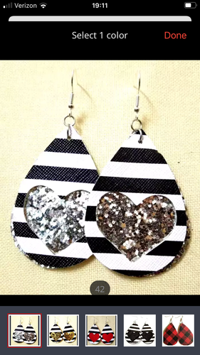 Glitter & solid heart/stripe overlay earrings