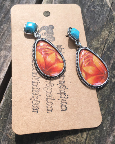 Turquoise (faux) water drop earrings