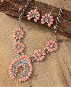 Peach Squash Blossom Jewelry Set