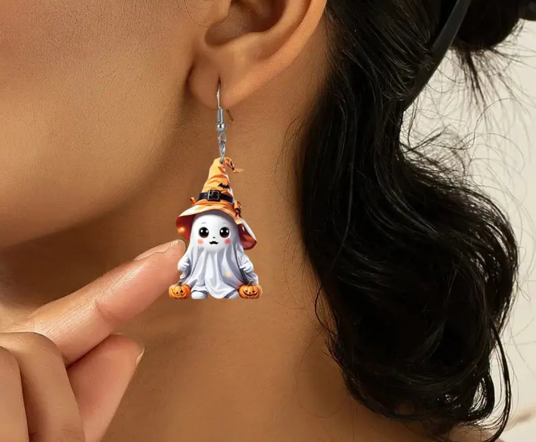 Acrylic Halloween Ghost Witches Earrings