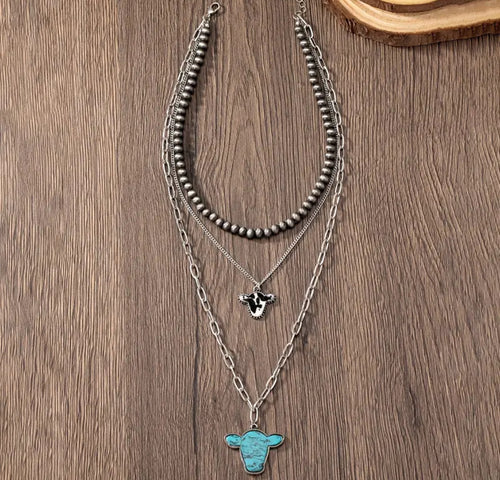 Layered Cow Heads  necklaces