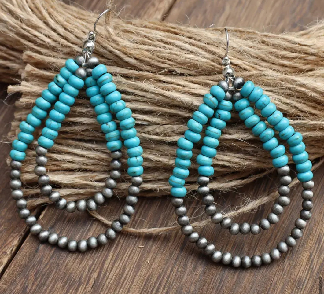 Double Navajo pearl teardrop earrings
