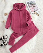 Load image into Gallery viewer, Hooded Ribbed Casual Jogger Set