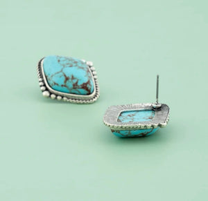 Diamond turquoise stud earrings