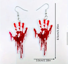 Load image into Gallery viewer, Acrylic Halloween Blood Hands Earrings