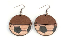 Load image into Gallery viewer, Wooden split Sports earrings