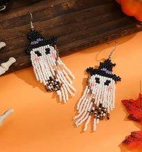 Load image into Gallery viewer, Witch Ghost Beaded Earrings