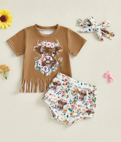 Floral Cow Bummie Outfit