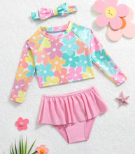 Load image into Gallery viewer, Floral long sleeve swimsuit