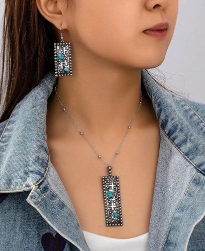 Western Bar Cross Necklace/Earrings