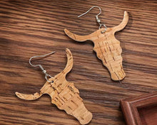 Load image into Gallery viewer, Longhorn Cork earrings