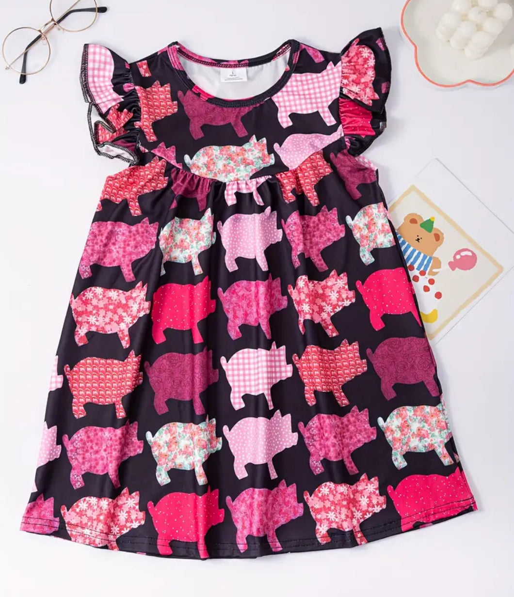 Frilly Sleeve Pig Dress
