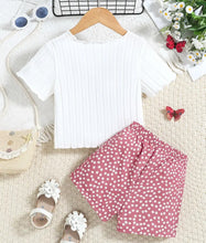 Load image into Gallery viewer, Ribbed/Floral Short Outfit