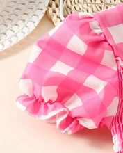 Load image into Gallery viewer, Pink Checkered Puff Sleeve Dress