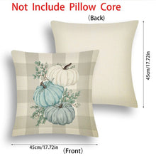 Load image into Gallery viewer, Checkered Blue Stacked Pumpkin Pillow Case