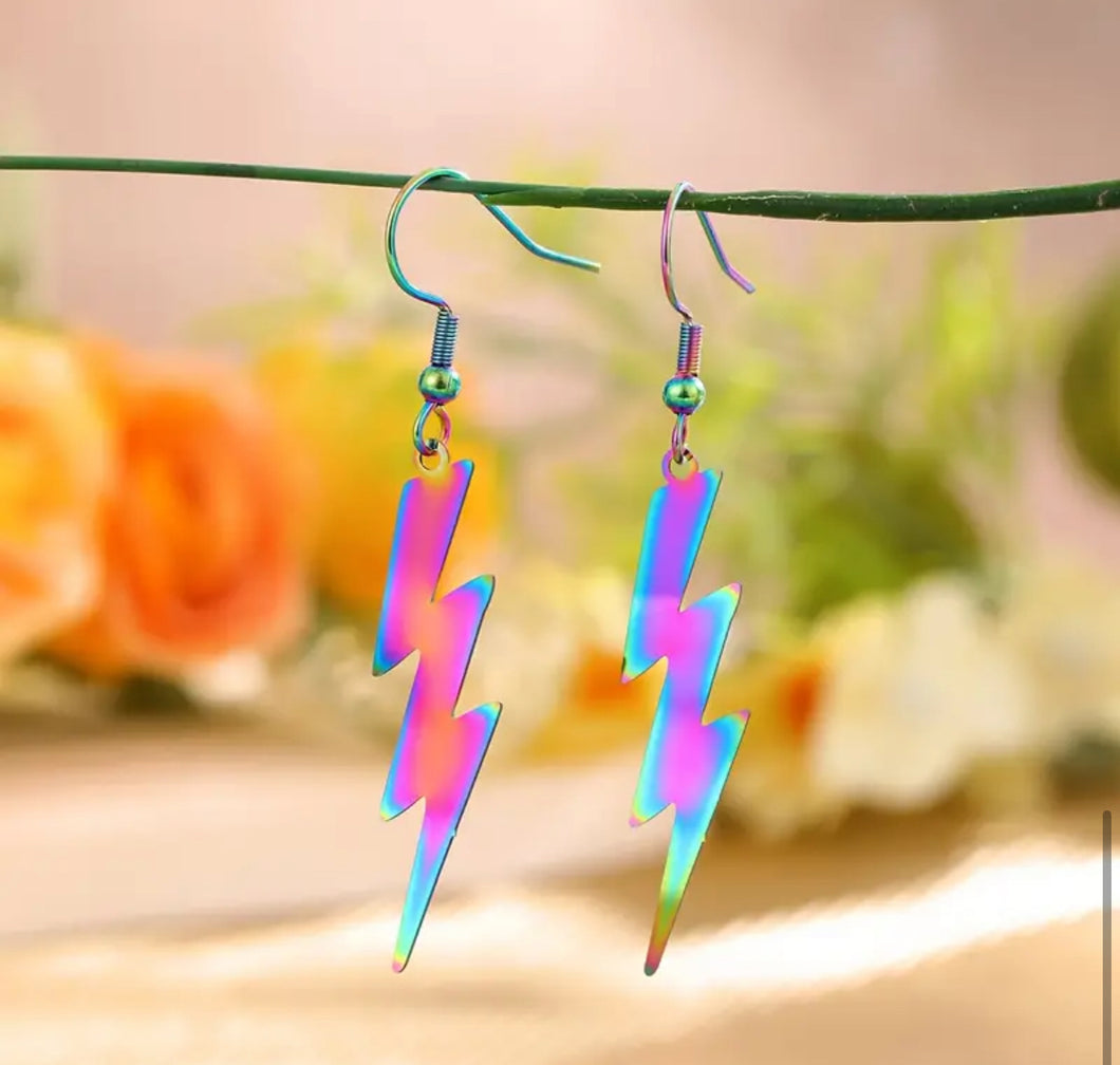 Gradient Lightening bolt earrings