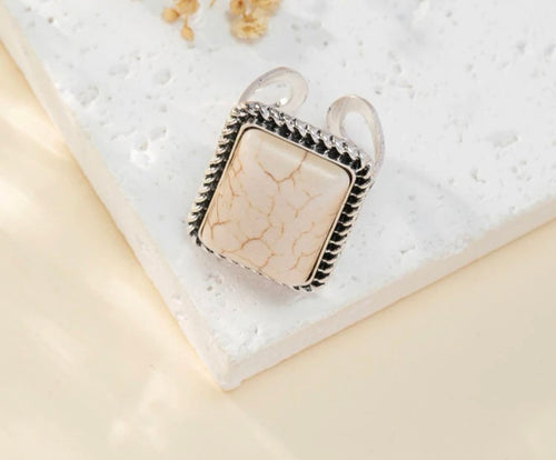 Square Stone ring/slide/tee clip