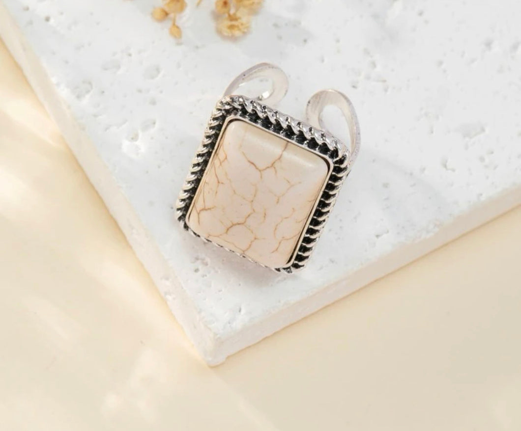 Square Stone ring/slide/tee clip