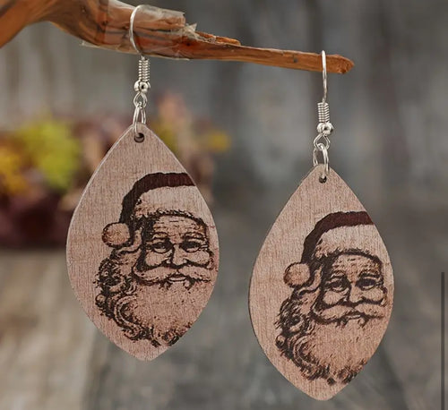 Wooden Santa earrings