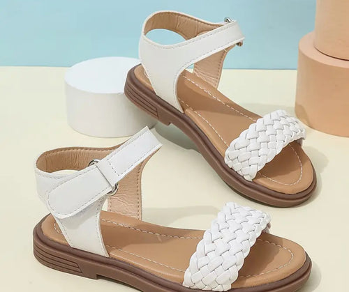 Kid’s White braided sandals