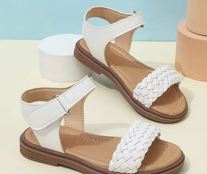 Kid’s White braided sandals