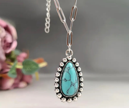 Turquoise PaperClip Necklace