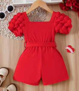 Puffed Sleeve Short Jumpsuit