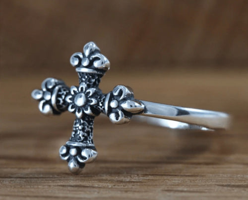 Cross thin band ring