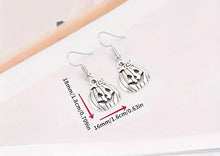 Load image into Gallery viewer, Silver Dangle Pumpkin Earrings