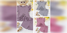 Load image into Gallery viewer, Ruffled Ribbed Short Outfit