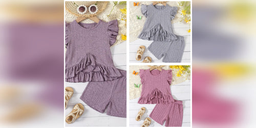 Ruffled Ribbed Short Outfit