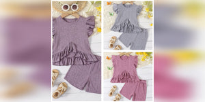 Ruffled Ribbed Short Outfit