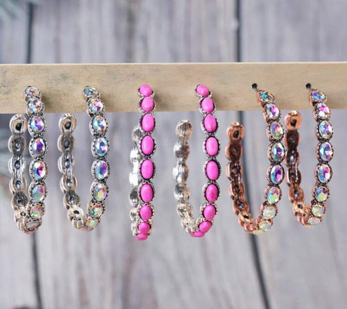 Western Iridescent/Stone hoops