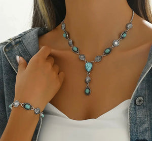 Turquoise Concha Necklace/Bracelet Set