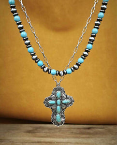 Layered Cross Navajo Pearl Necklaces