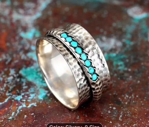 Wide Band/Turquoise Spin Ring