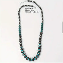 Load image into Gallery viewer, Irregular Navajo pearl/turquoise necklace