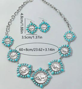 Turquoise Buffalo Nickel Jewelry Set