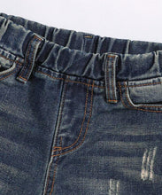 Load image into Gallery viewer, Boys dark washed distressed jeans