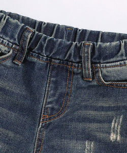 Boys dark washed distressed jeans