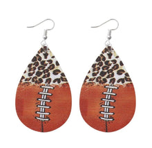 Load image into Gallery viewer, Leopard football teardrop earrings