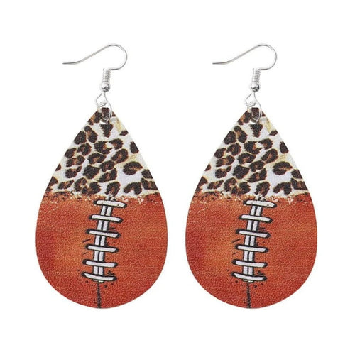 Leopard football teardrop earrings