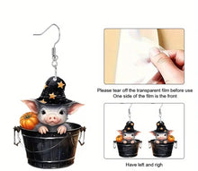 Load image into Gallery viewer, Acrylic Halloween Pig Earrings