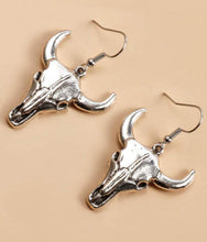 Load image into Gallery viewer, Longhorn Silver earrings