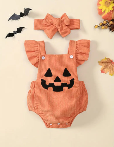 Corduroy Pumpkin Bib Onesie