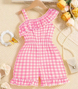 Checkered Ruffled Romper